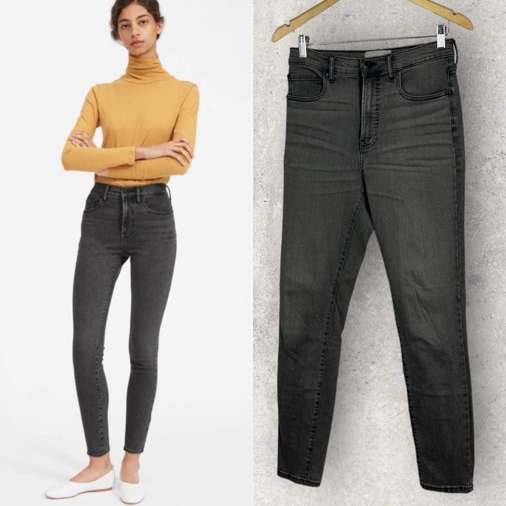 Everlane Authentic Stretch High-Rise Skinny Jeans Size 30 Tall Washed Black Grey